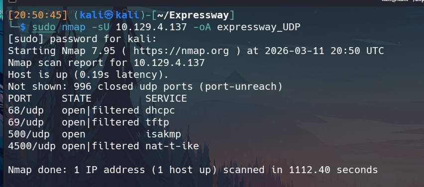 nmap udp result
